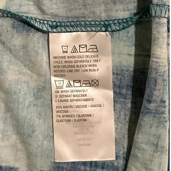 Belle by Kim Gravel Teal Tie Dye Flowy Tunic Top Large - Picture 3 of 4